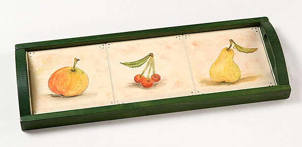 handgemalte Früchte auf Fliesen - ein Tablett von Annelie Somborn